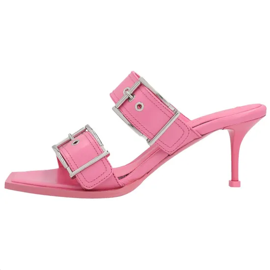 Alexander McQueen Buckle Detailed Slip-On Sandals Women's