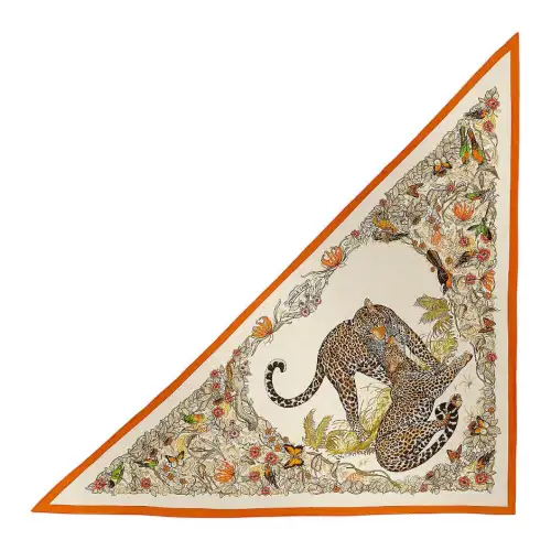 HERMES Cashmere Knit Scarves Unisex Orange