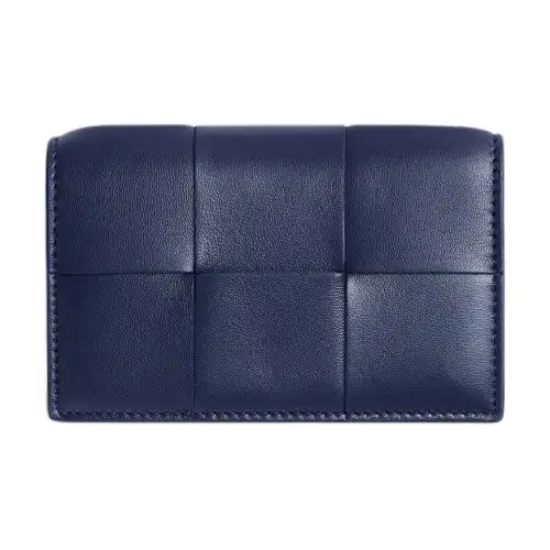 Bottega Veneta Lambskin Card Holder Women's Duke Blue & Dark Red