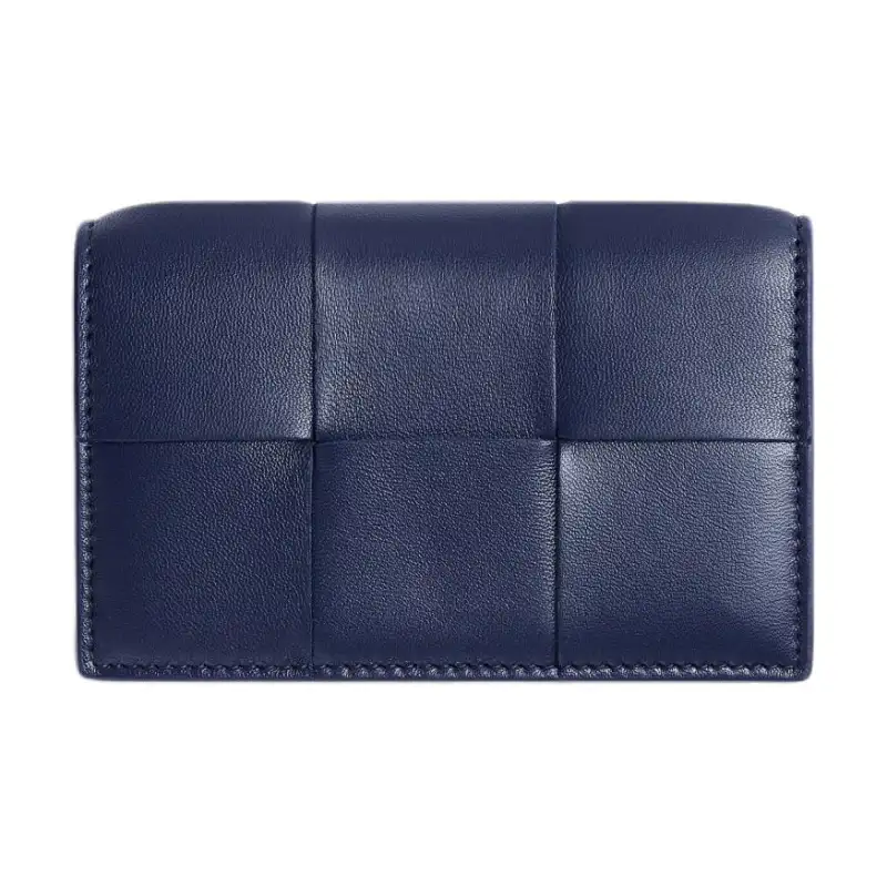 Bottega Veneta Lambskin Card Holder Women's Duke Blue & Dark Red