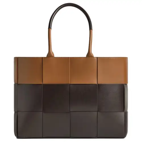 Bottega Veneta ARCO Calfskin Tote Bag, Shopping Bag, Handbag Medium Men's Dark Brown & Brown