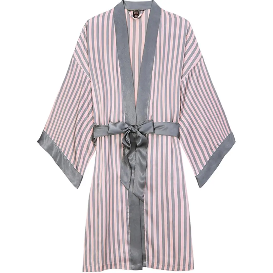 Victoria's Secret SEXY KI Sleep Robe Women's Pink Gray Stripes