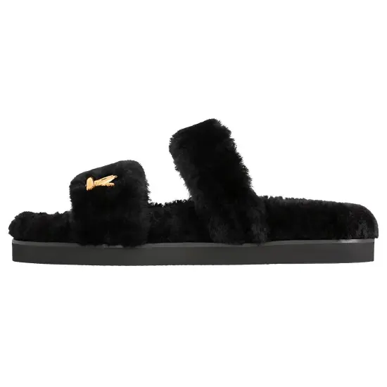 LOUIS VUITTON Rubber Sole Abrasion-Resistant Slide Slippers Women's Black
