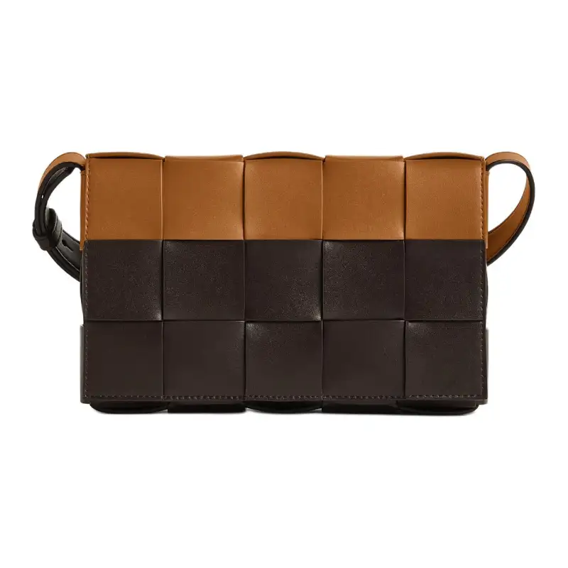 Bottega Veneta CASSETTE Calfskin Shoulder Bag, Crossbody Bag Medium Men's Dark Brown & Brown