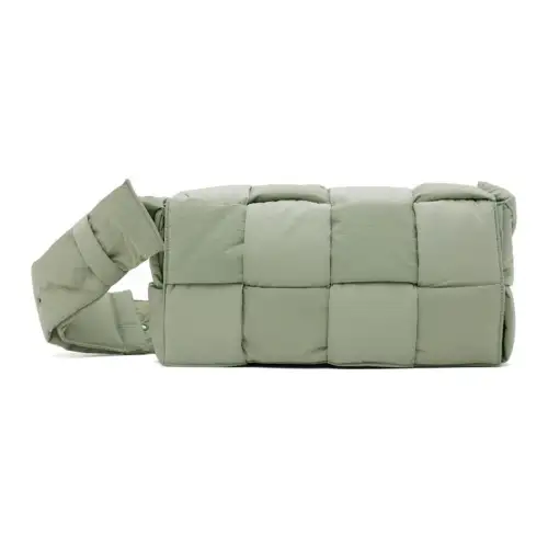 Bottega Veneta Intrecciato Polyamide Shoulder Bag, Crossbody Bag Men's Gray Green