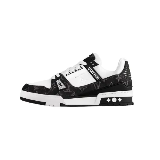 LOUIS VUITTON Trainer Casual Shoes Women's Low-Top Black White