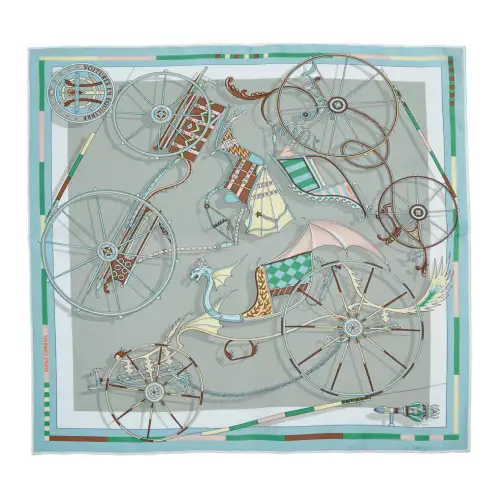 HERMES Silk Scarves Unisex Green