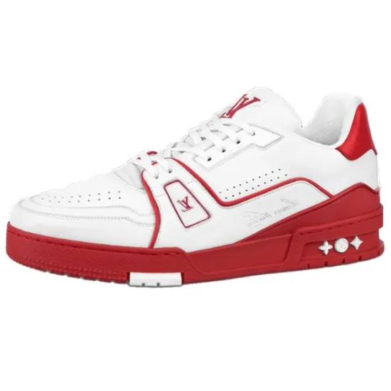 LOUIS VUITTON Trainer White Red Signature