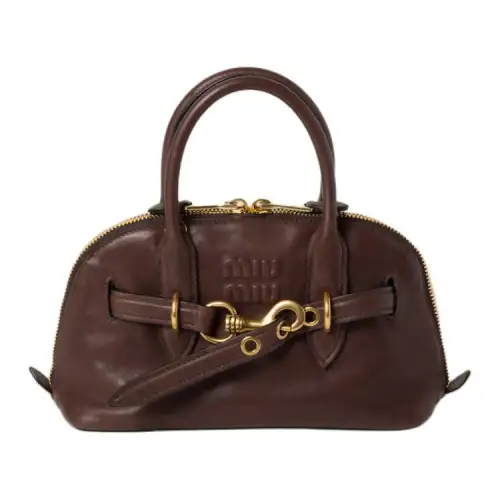 MIU MIU Nappa Leather Handbag Women's Briarwood