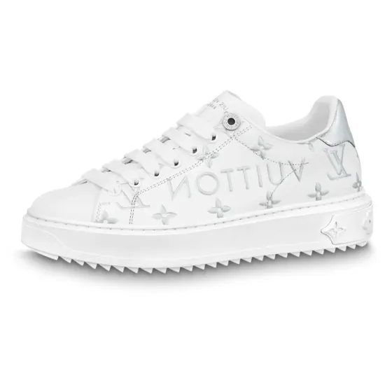 LOUIS VUITTON Time Out Sneakers 'White With Silver Monogram' Women's