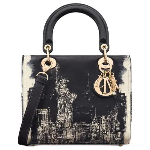 DIOR Lady Dior Calfskin Handbag, Shoulder Bag, Crossbody Bag, Handbag Medium Women's Black