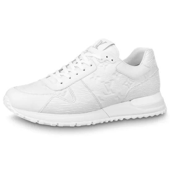LOUIS VUITTON Run Away Sneaker Monogram Embossed Leather White
