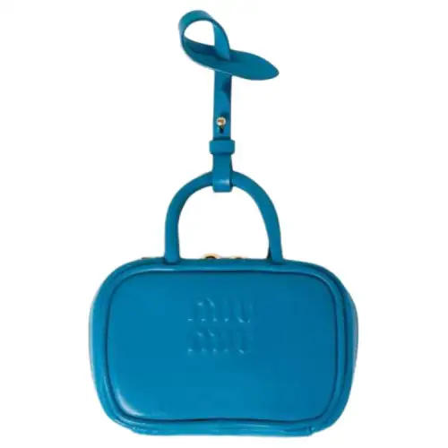 MIU MIU Leather Bag Hook Accessory Women's Nautical Blue