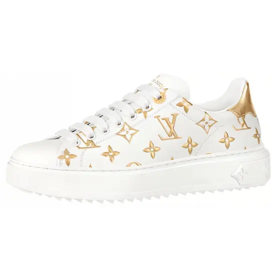 LOUIS VUITTON Time Out Sneakers 'White With Gold Monogram' Women's