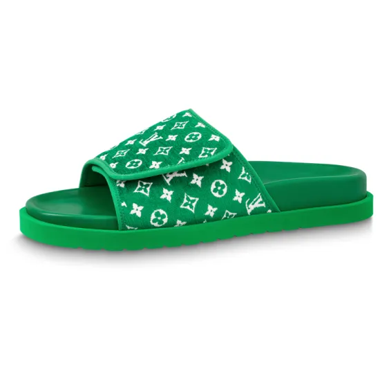 LOUIS VUITTON Miami Slide Slippers Men Green