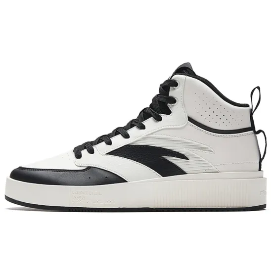 Anta Milk Lid 2 Slip-Resistant Cushioning Lightweight High-Top Skateboard Shoes Men's Black White