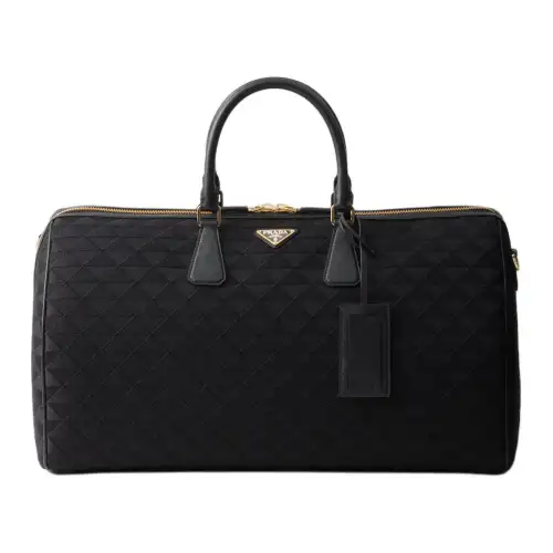 PRADA Leather Travel Bag Men's Black
