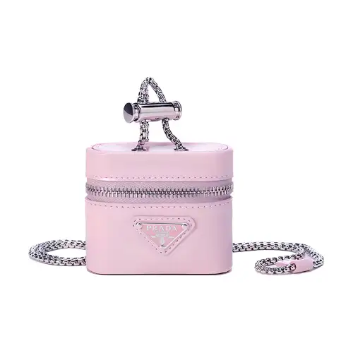 PRADA Leather Neck Pouch Earphone Case Women's Snow Pink