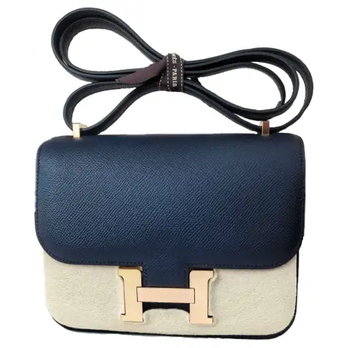 HERMES Constance Epsom Leather Shoulder Bag, Crossbody Bag 19 Women's 76 Bleu Indigo