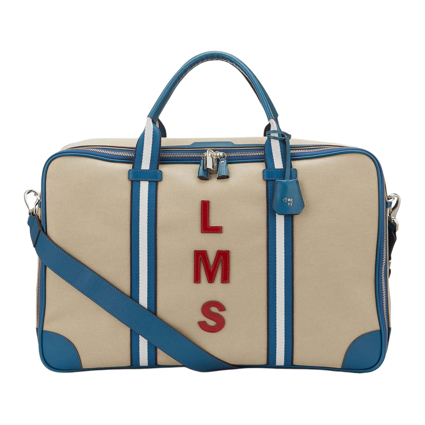 Anya Hindmarch Foldable handheld shopping bag with zipper, blue travel bag