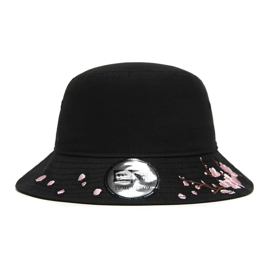 New Era Brand Logo Cotton, Polyester Bucket Hats Unisex Black