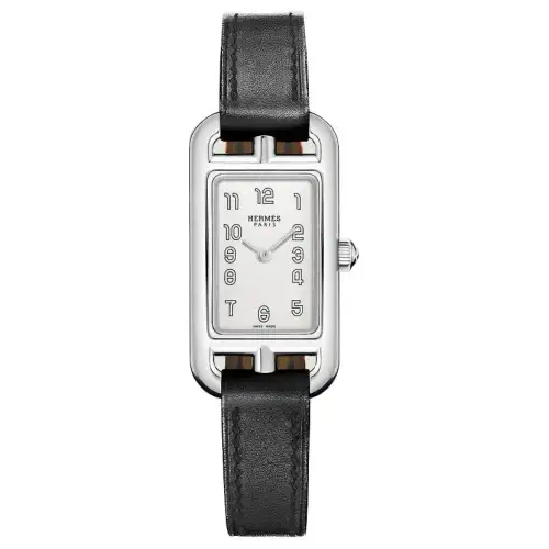 HERMES Nantucket Wrist Watches Quartz Movement Cow Leather Strap 29*17mm White Dial Women's Watch 30m Water Resistant