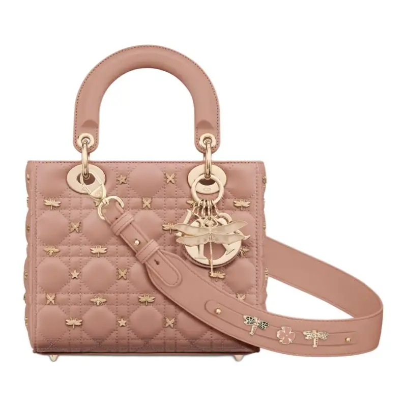 DIOR Lady Dior Lambskin Handbag, Shoulder Bag, Crossbody Bag, Handbag Small Women's Rose Pink