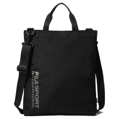 FILA Polyester Tote Bag, Shopping Bag, One Shoulder Handbag, Crossbody Bag Regular Unisex Black