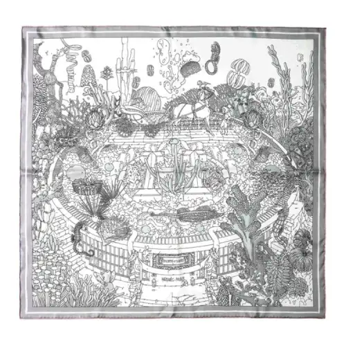 HERMES Ex Libris Atlantis Scarves Women's Black White