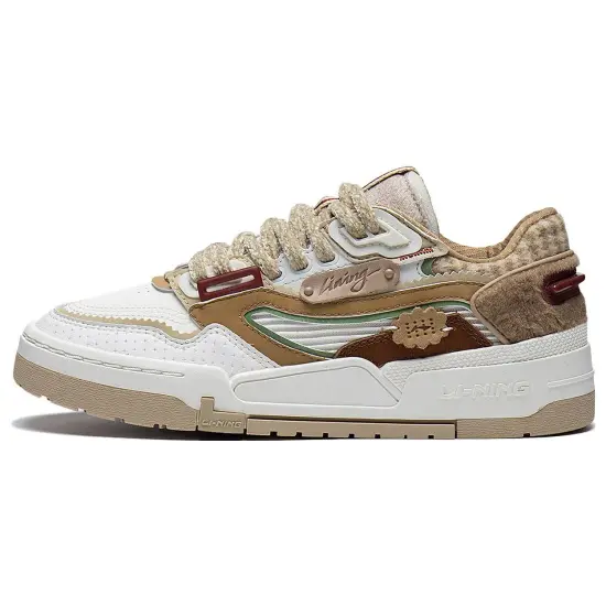 LINING 001 BTC PRM Skateboard Shoes Women's Low-Top White/Brown
