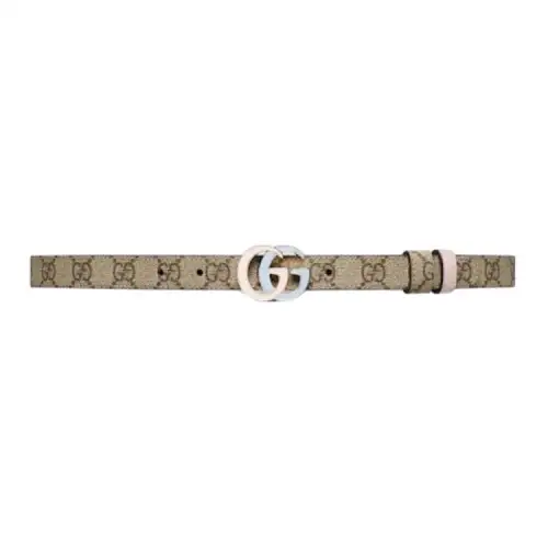GUCCI GG Marmont Canvas Leather Belts Women's Pink Width 2cm