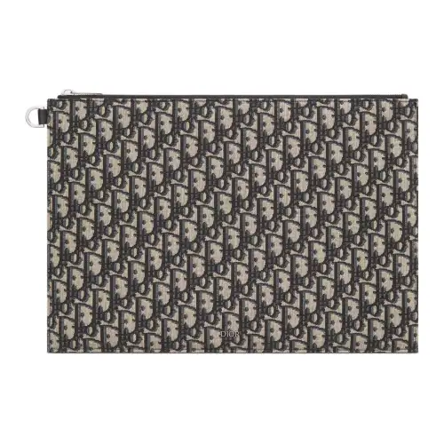 DIOR Jacquard Clutch Small Men's Beige & Black