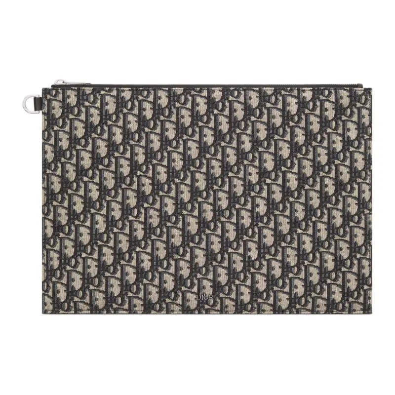 DIOR Jacquard Clutch Small Men's Beige & Black