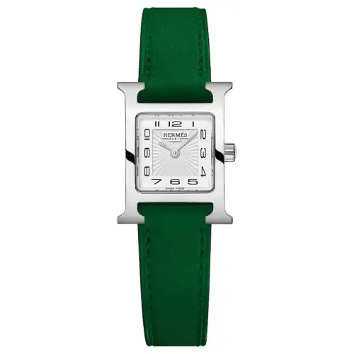 HERMES Heure H Collection Wrist Watches Quartz Movement Cow Leather Strap 21*17mm White Dial Women's Watch