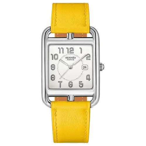 HERMES Cape Cod Collection Wrist Watches Quartz Movement Cow Leather Strap 37mm Silver Dial Women's Watch