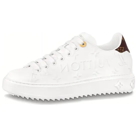 LOUIS VUITTON Time Out Debossed LV Monogram Leather White White Women's