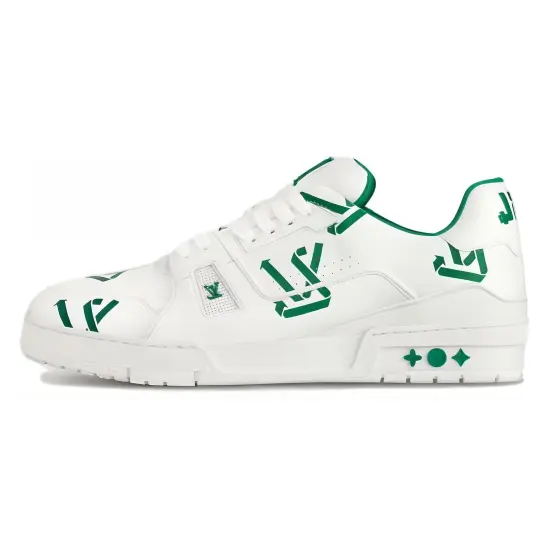 LOUIS VUITTON Trainer Skateboard Shoes Men Low-Top White/Green