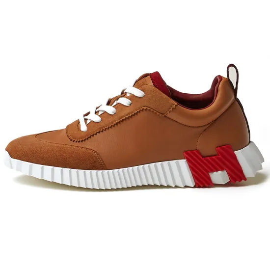 HERMES Bouncing Anti Slip Wear Resistant Low Top Casual Shoes Men's Brown