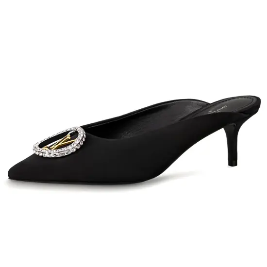 LOUIS VUITTON Madeleine Rhinestone Wrap-toe Slippers Women's Black