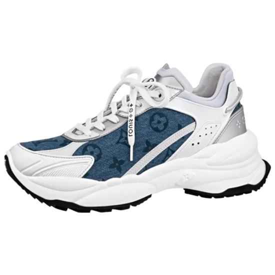 LOUIS VUITTON Run 55 Casual Shoes Women's Low-Top White Blue