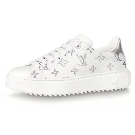 LOUIS VUITTON Time Out Sneakers 'White With Silver Monogram' Women's