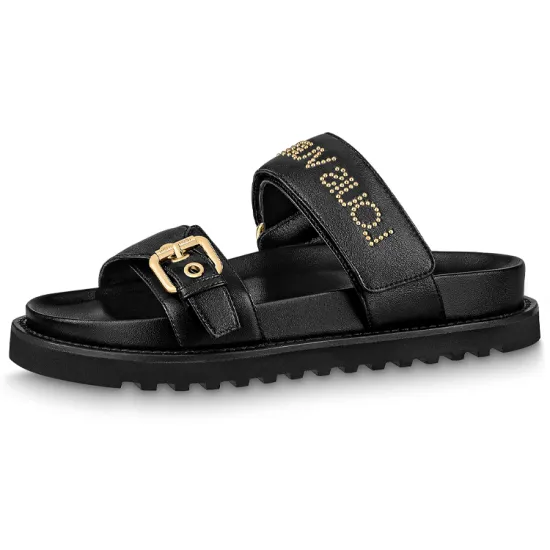 LOUIS VUITTON Paseo Comfort Slide Slippers Women's Black/Gold