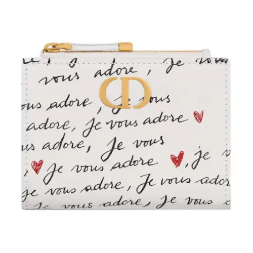 DIOR Calfskin Wallet Women's White