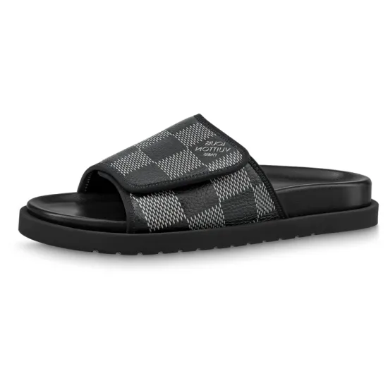 LOUIS VUITTON Miami Slide Slippers Men Black