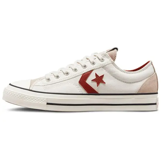 Converse Star Player 76 Anti Slip And Wear Resistant Lightweight Low Top Skateboard Shoes Unisex White Red