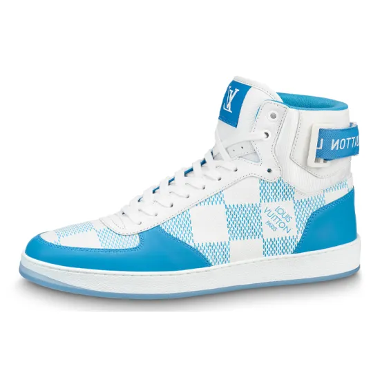 LOUIS VUITTON Rivoli Skateboard Shoes Men High-Top Blue White
