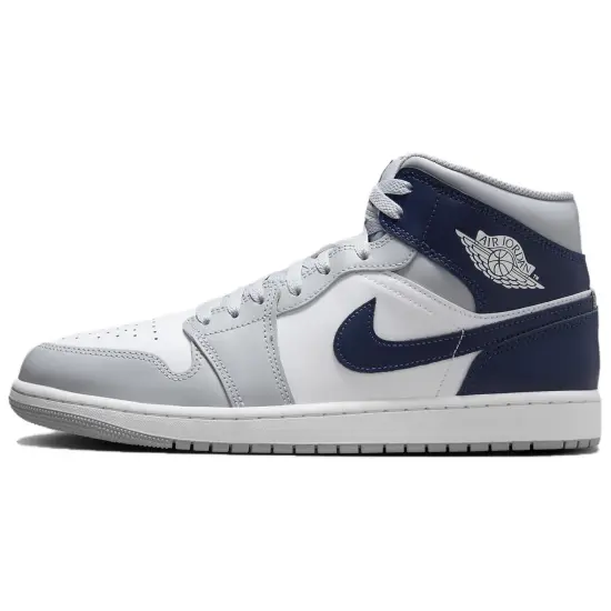 JORDAN 1 Mid 'Wolf Grey Midnight Navy'