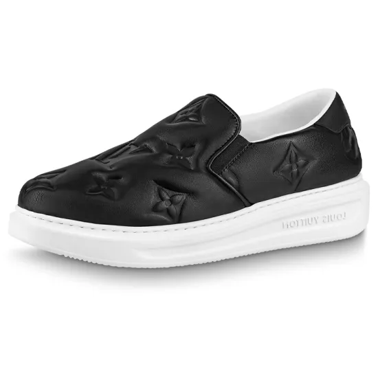 LOUIS VUITTON Beverly Hills Low Top Skateboard Shoes Men's Black