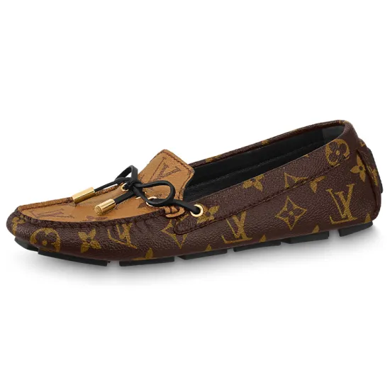 LOUIS VUITTON Gloria Flat Loafers 'Brown Monogram With Black' Women's