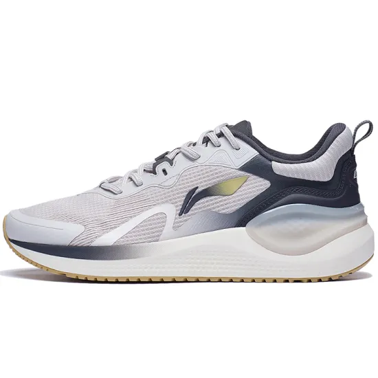 LiNing Anti Slip Wear Resistant Breathable Lightweight Low Top Casual Running Shoes Men's Gray